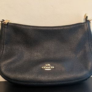 Coach Chelsea Black Pebble Leather Shoulder Bag.